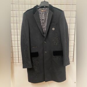 Philipp Plein Grey Coat w Embellishment 3XL